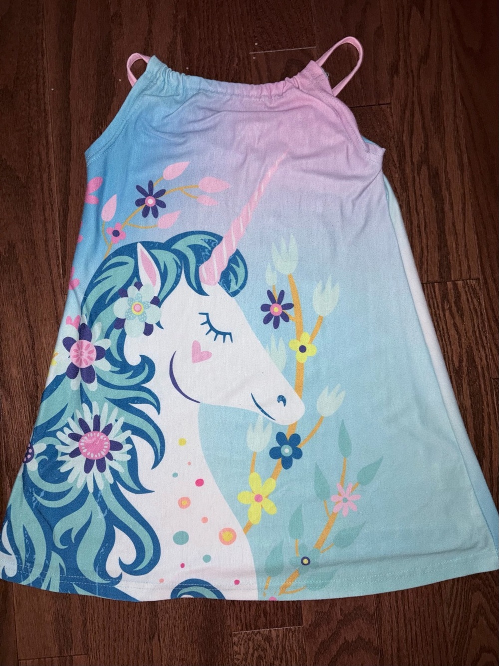 Girls' Pastel Unicorn Tank Dress - Pink & Blue